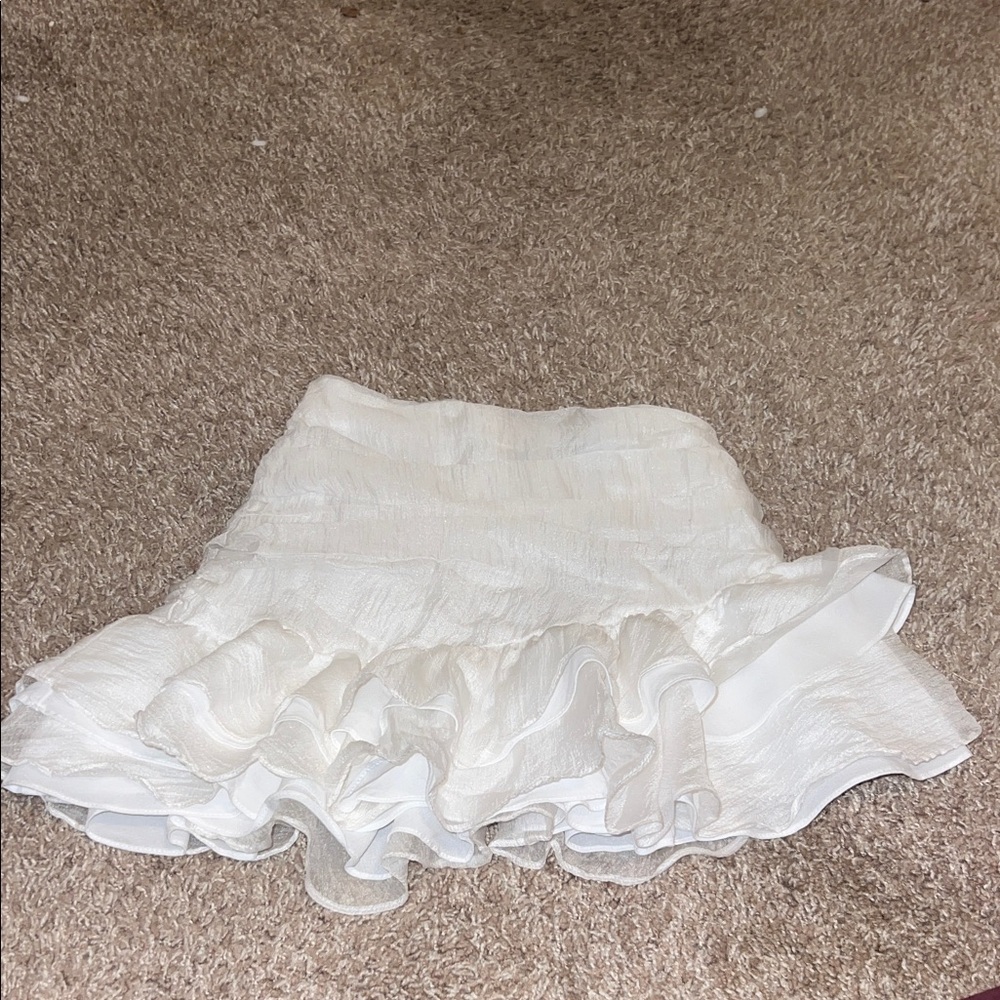 Elegant White Ruffled Skort